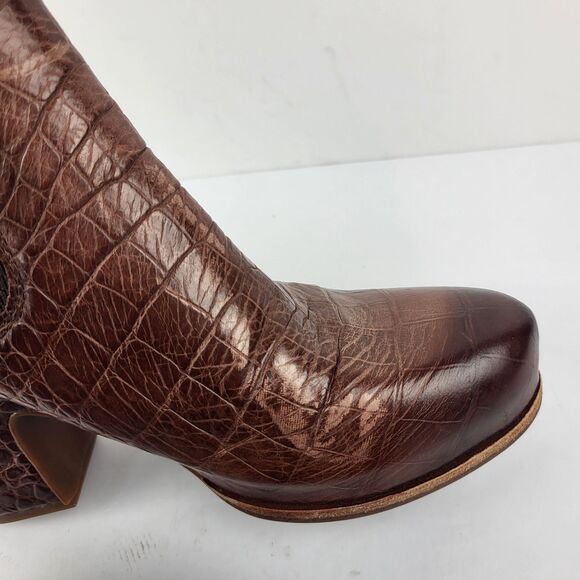 KORK-EASE Shirome croc embossed leather Chelsea Boot Dark Brown 7.5M - Picture 8 of 13